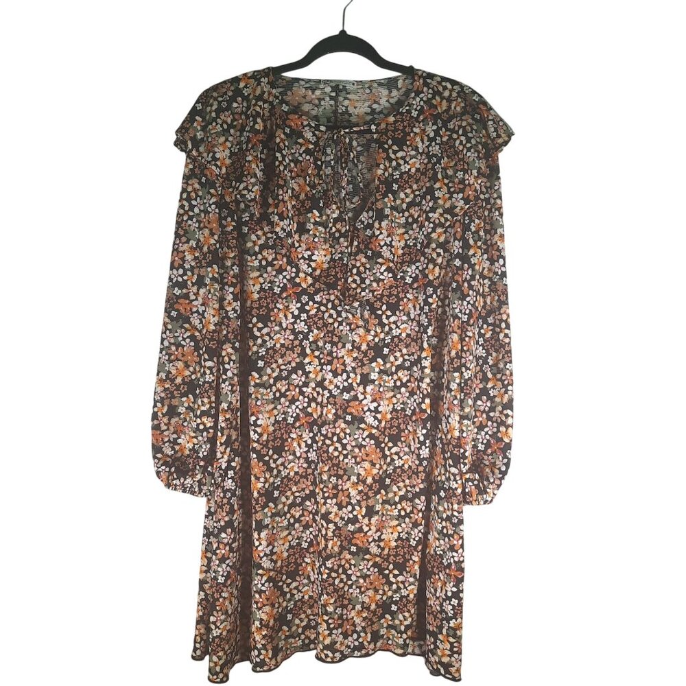 Zara Floral Print Ruffled Boho Balloon Sleeve Dress - Casual and Flowy S… - Picture 2 of 10
